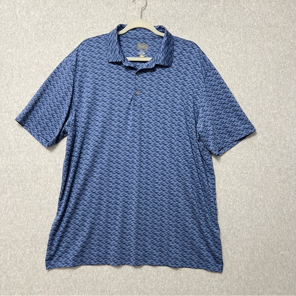 Greg Norman Collection Blue Geometric Polo Shirt Size XL - Picture 2 of 11